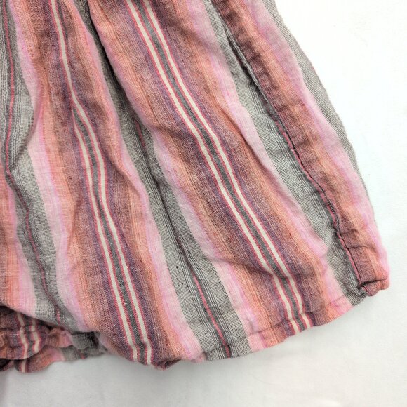 Krista Larson Boho Tiered Striped Cotton Midi Skirt S Pink Gray - Picture 6 of 9